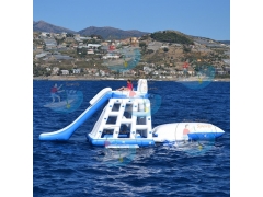 Kastam kecil kembung Water Park 20 kaki air trampolin Combo untuk dijual,kereta luncur air pisang
